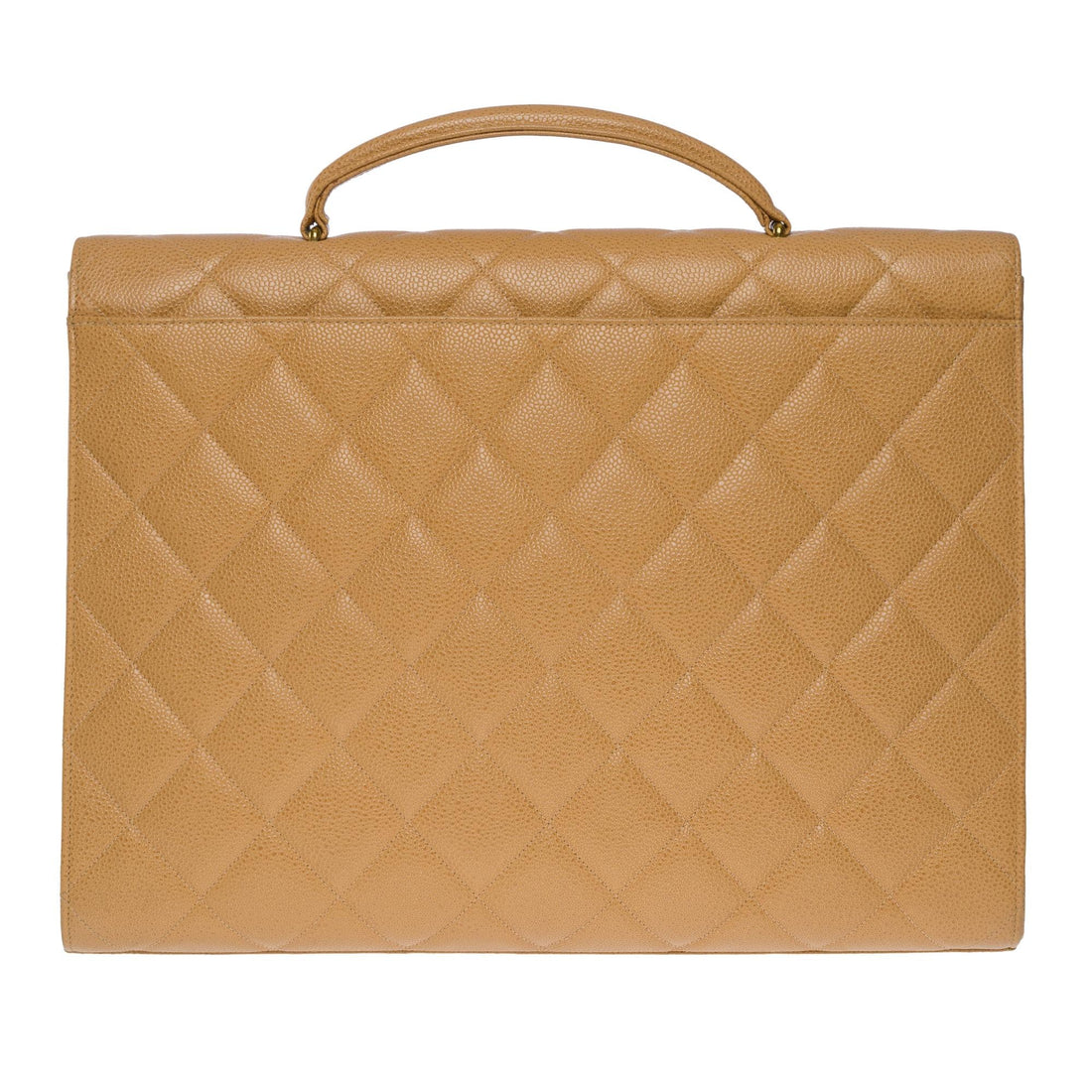 CHANEL Amazing vintage Briefcase in beige caviar leather, GHW