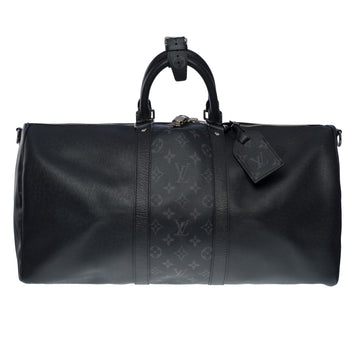 LOUIS VUITTON Keepall 50 Taigarama Travel bag in black canvas and leather , SHW