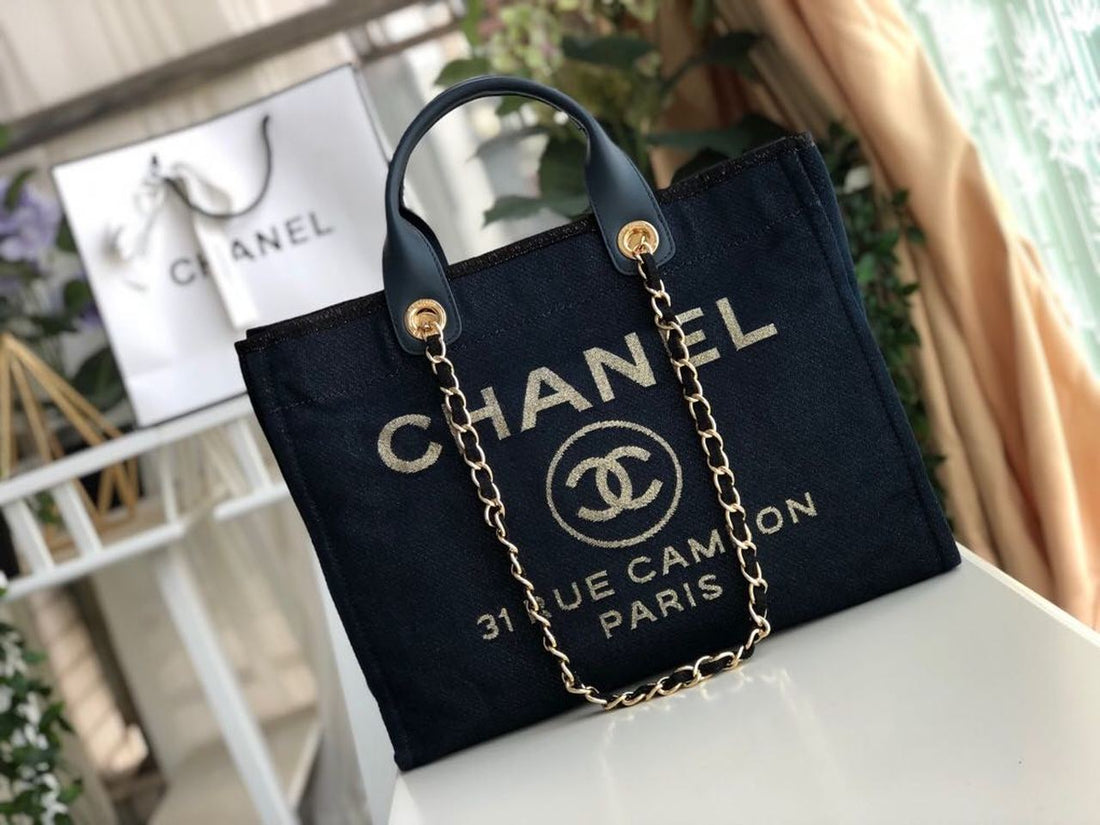 CHL Deauville Tote Canvas Bag Dark Blue For WomTLM 14.9in/38cm