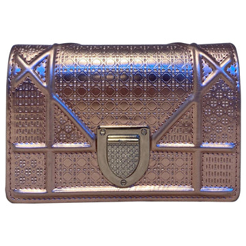 CHRISTIAN DIOR Pink Metallic Mirco Cannage Baby Diorama Bag