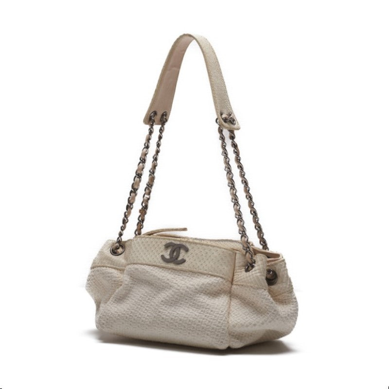 CHANEL ?CHANEL? Coco Chantrot LinenPython White (Silver G ) Tote Bag   Bag  Hybrid Bag ? Ship? Jaipur Yogyakarta Online