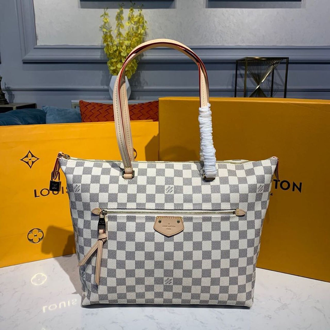 LV Ltlma MM Damier Azur Canvas For Womtlm, Womtlm’s Handbags, Shoulder Bags 13in/33cm LV N44040