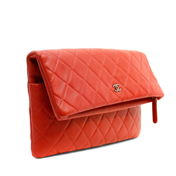 Chanel Red fold-over clutch