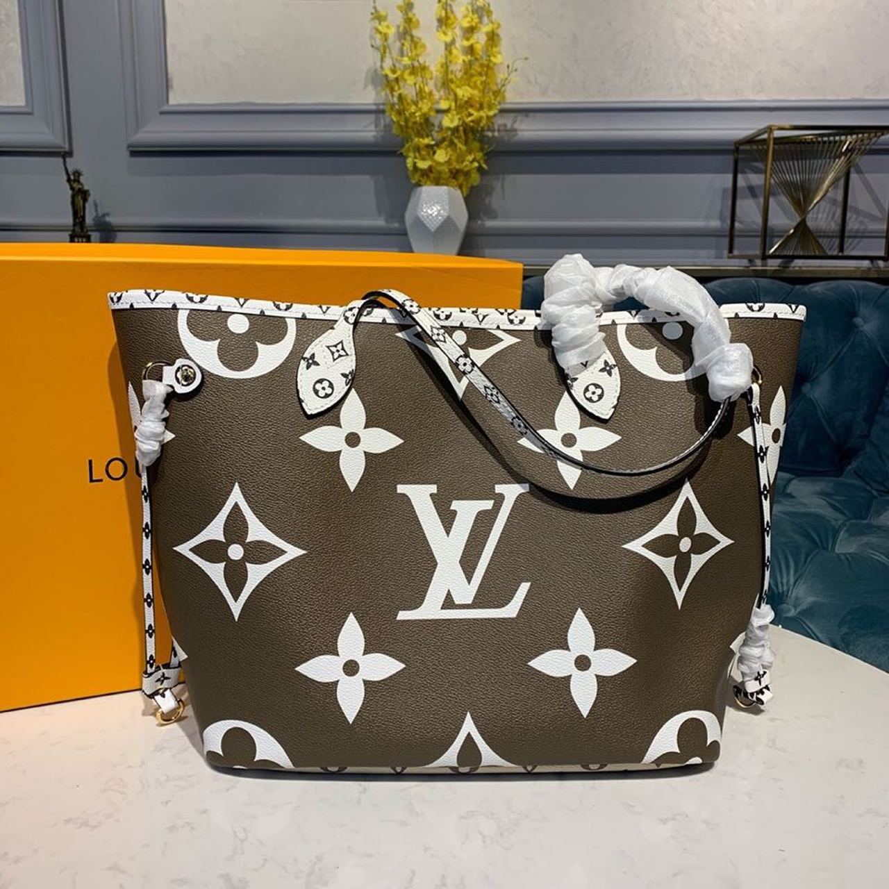 LV Neverfull MM Tote Bag Monogram Canvas Khaki/Beige For Womtlm,  Shoulder Bags 12.2in/31cm LV M44568