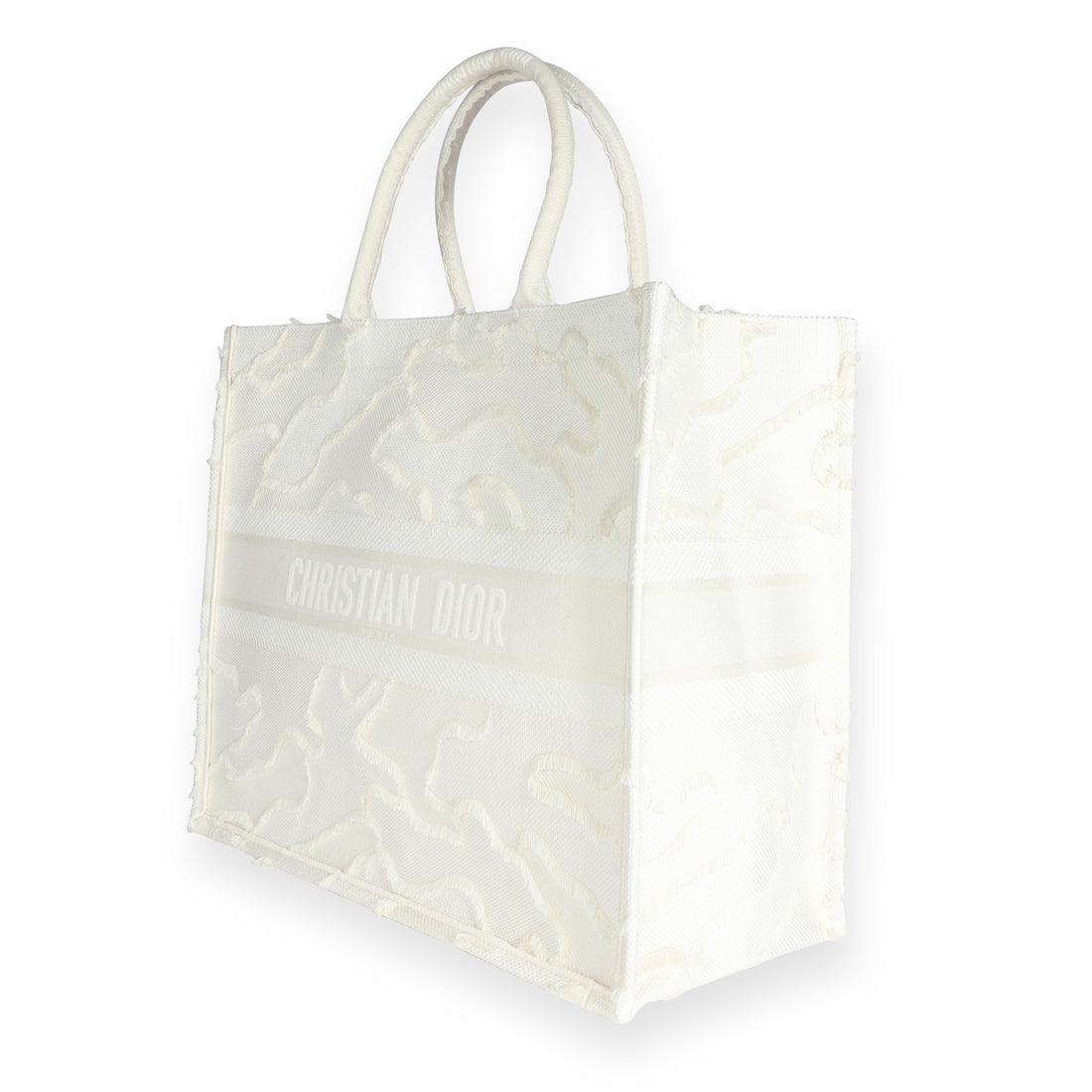 CHRISTIAN DIOR White Camouflage Embroidery Large Book Tote