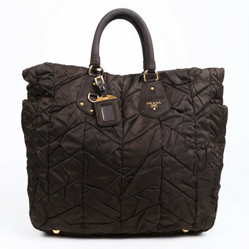 Prada Bag Brown Chevron Quilted Tessuto Nylon Tote