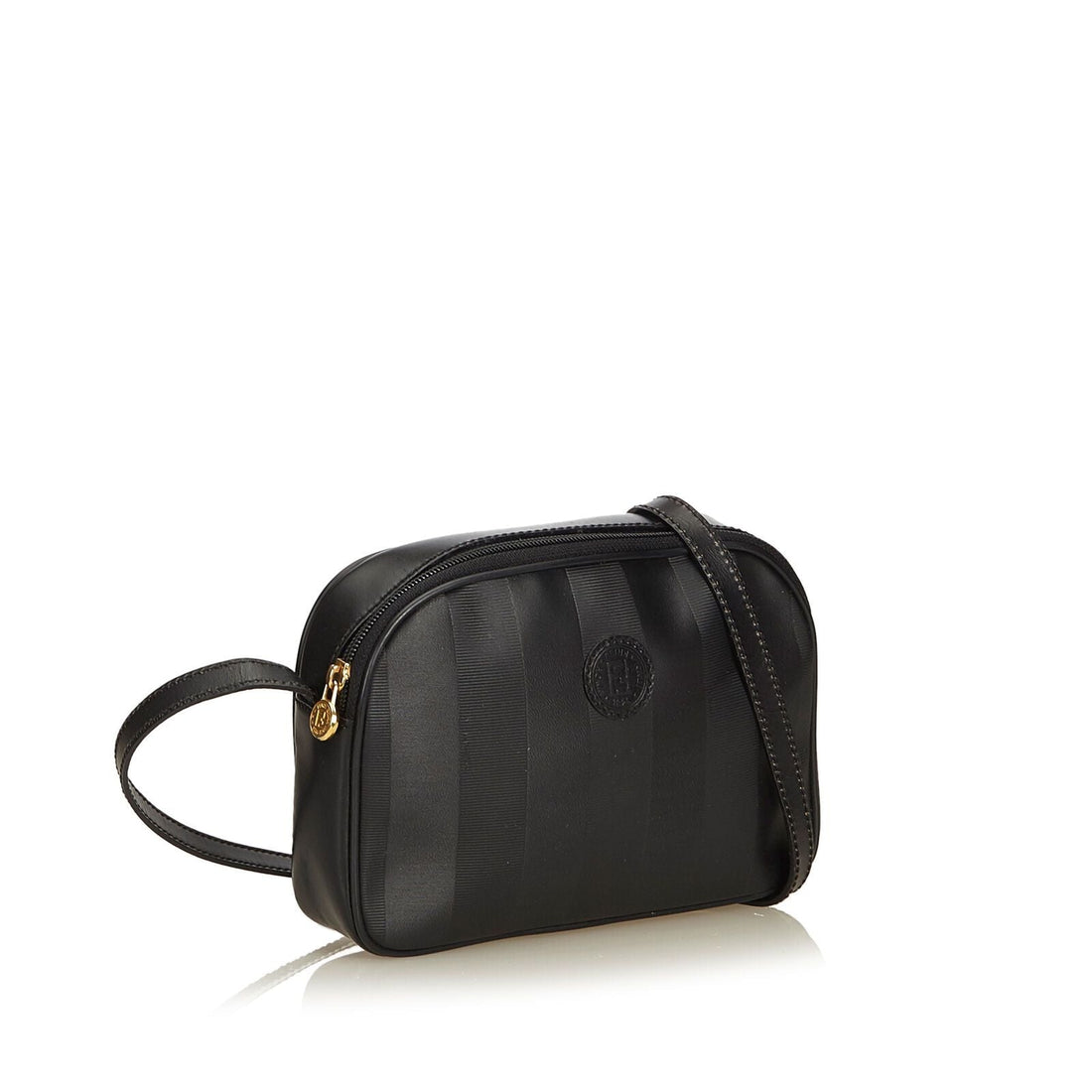 Fendi Black PVC Plastic Pequin Crossbody Bag Italy