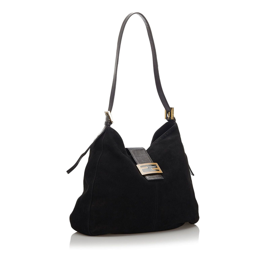 Fendi Black Suede Leather Shoulder Bag Italy
