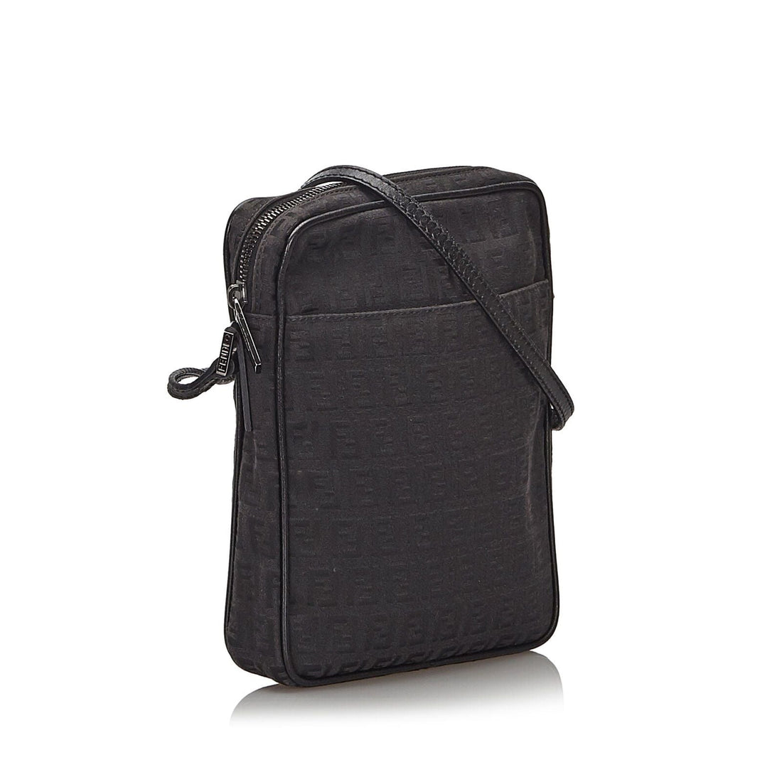 Fendi Black Canvas Fabric Zucchino Crossbody Bag Italy