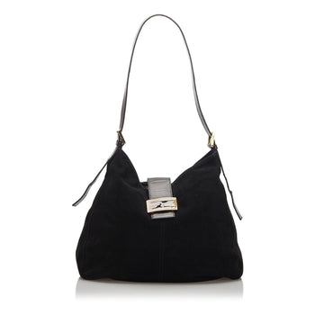 Fendi Black Suede Leather Shoulder Bag Italy