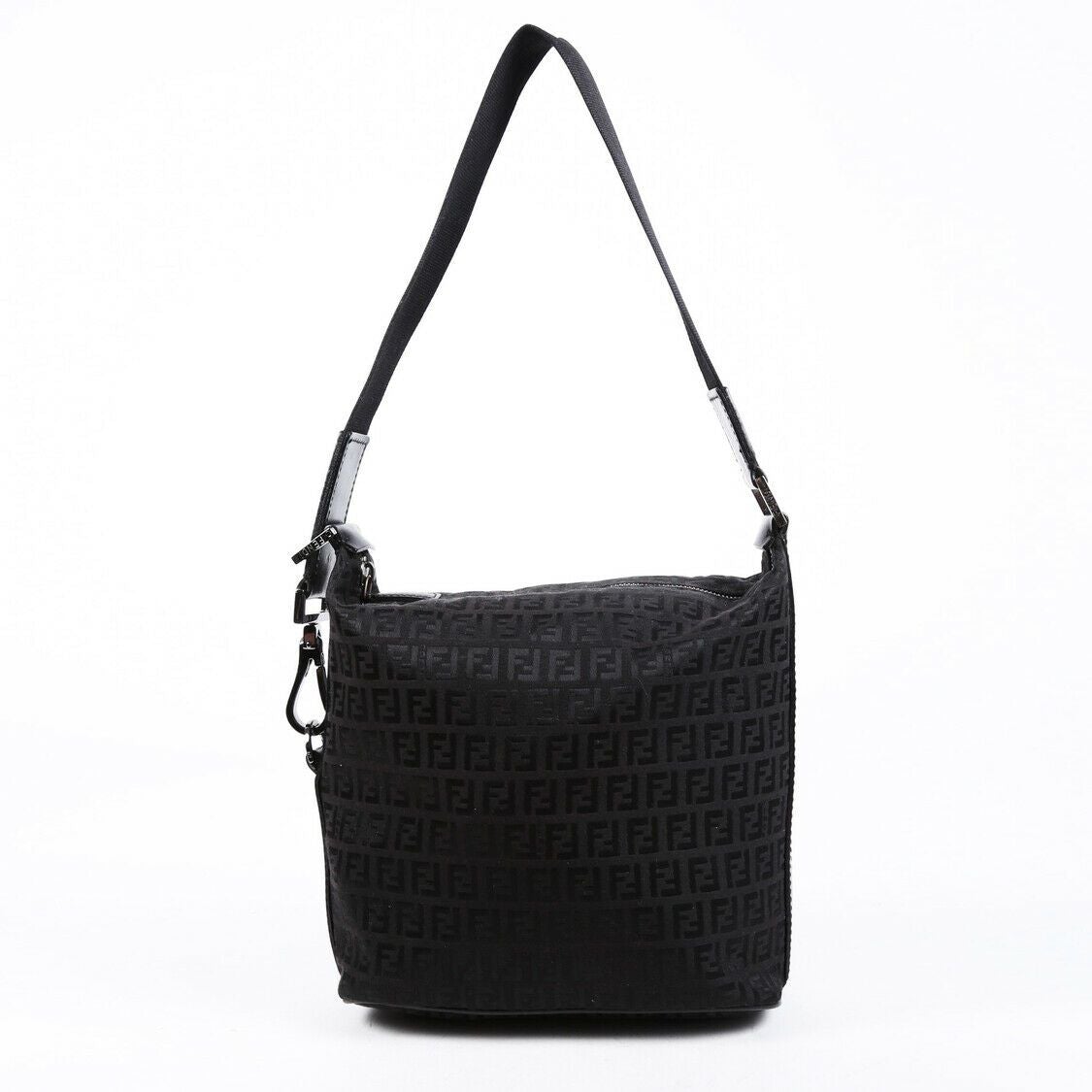 Fendi Shoulder Bag Zucchino FF Black Canvas