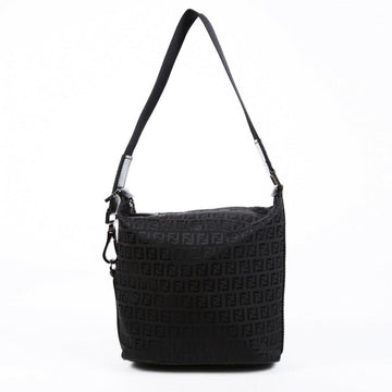 Fendi Shoulder Bag Zucchino FF Black Canvas