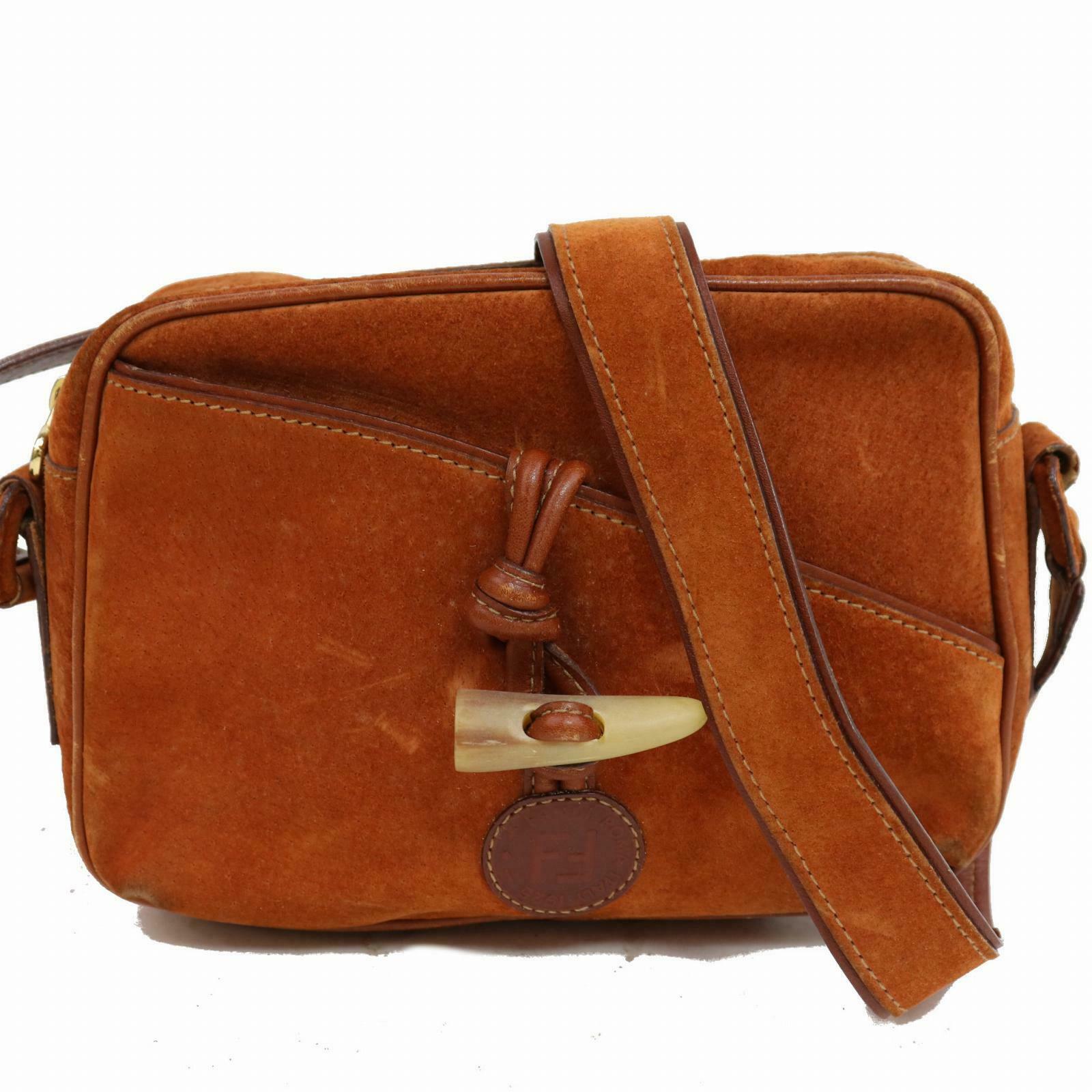 Indistinguishable  Fendi Shoulder Bag Brown Suede Leather (SHC1-14262)