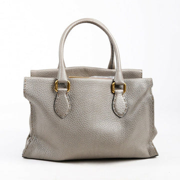 Fendi Romano Selleria Tote Bag Gray Leather