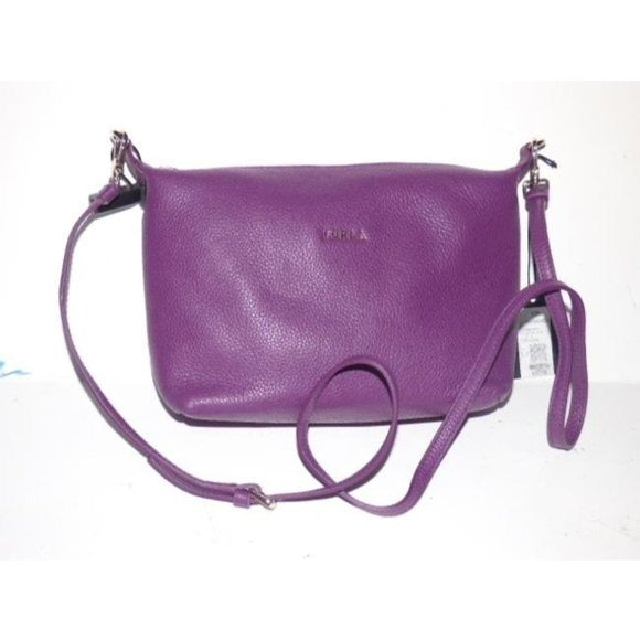 New w Tags, FURLA Pebbled Purple Leather 2-Way Crossbody