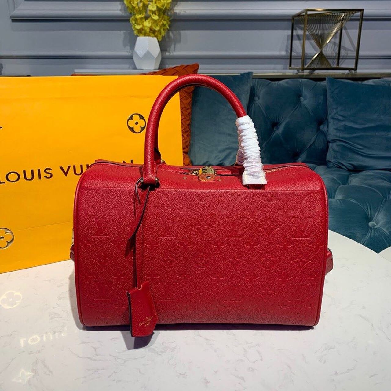 LV Speedy Bandouliere 30 Monogram Empreinte Cherry Red For Womtlm,  Shoulder And Crossbody Bags 11.8in/30cm LV