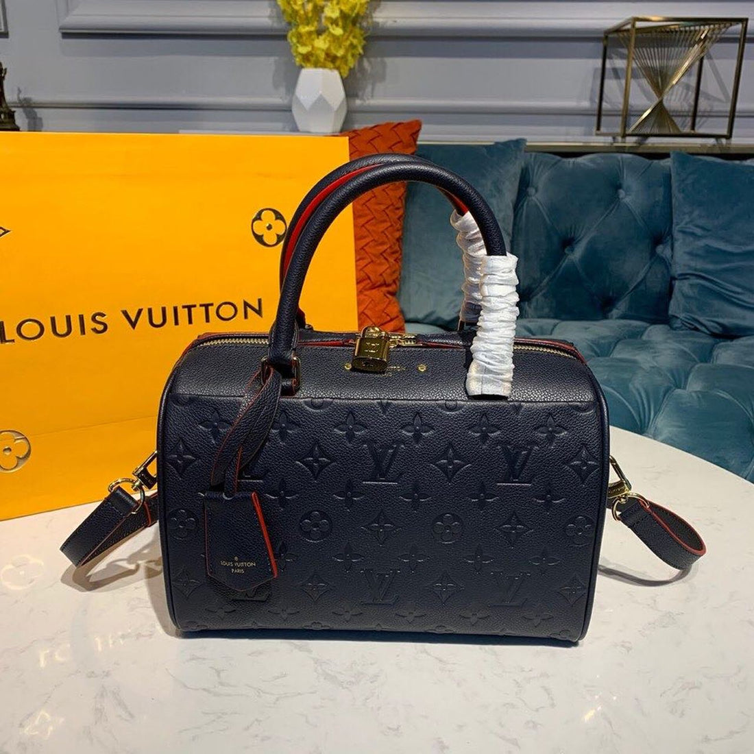 LV Speedy Bandouliere 25 Monogram Empreinte Navy Blue For Womtlm,  Shoulder And Crossbody Bags 9.8in/25cm LV