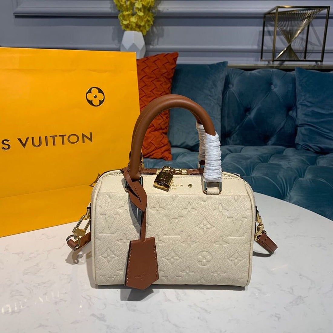 LV Speedy Bandouliere 20 Monogram Empreinte Creme For Womtlm,  Shoulder And Crossbody Bags 7.8in/20cm LV