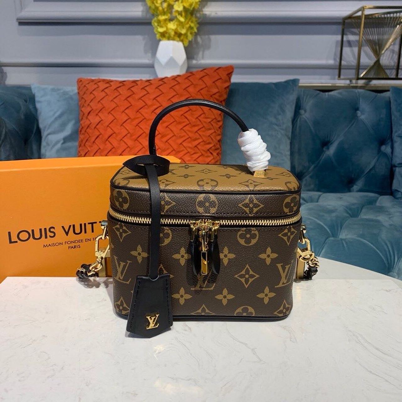 LV Vanity PM Monogram And Monogram Reverse Canvas By Nicolas Ghesquiere For Womtlm,  Shoulder And Crossbody Bags 7.5in/19cm LV M45165