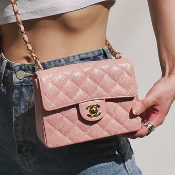 Chanel? 2003 Pink Caviar Classic Square Flap Mini 70787