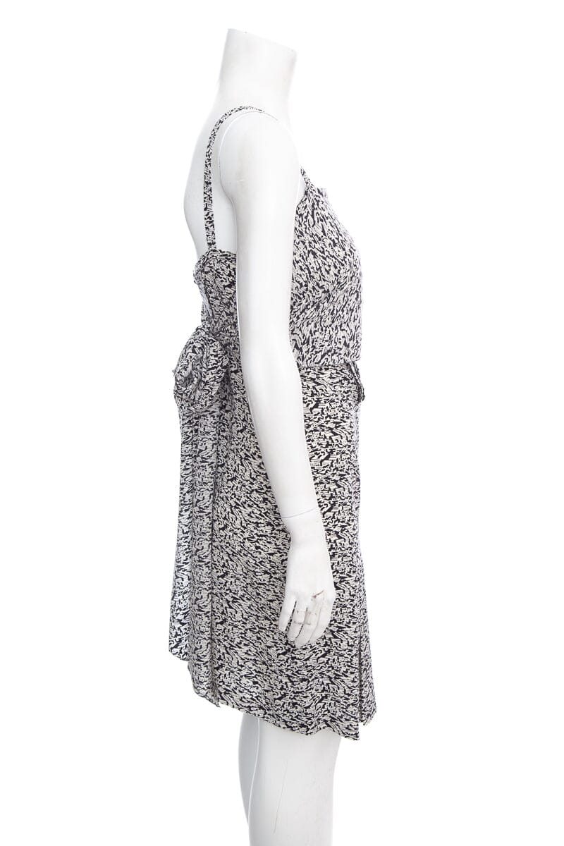 Chanel Black and White Silk House Printed Dress SZ S