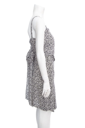 Chanel Black and White Silk House Printed Dress SZ S