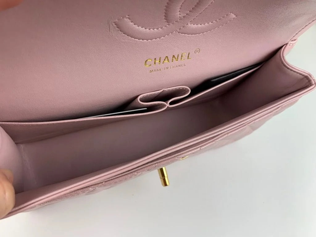 Chanel Classic Double Flap 25 Shoulder Bag Iridescent Pink