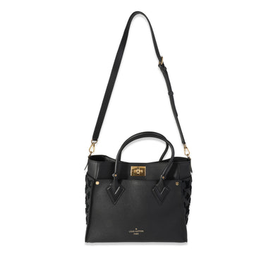 LOUIS VUITTON Black Grained Calfskin & Tufted Monogram On My Side MM