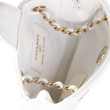 CHANEL White Quilted Lambskin Tiny Shopping Bag
