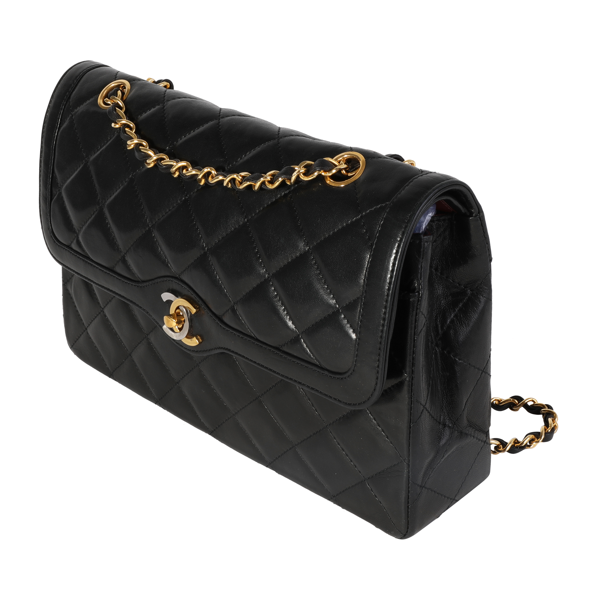 Chanel Vintage Black Quilted Lambskin Double Flap Bag