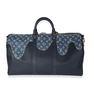 LOUIS VUITTON x NIGO Monogram Denim Drip & Taurillon Keepall Bandouliere 50