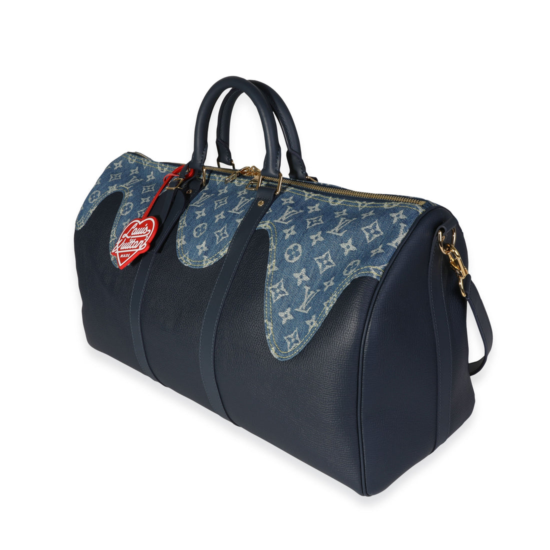 LOUIS VUITTON x NIGO Monogram Denim Drip & Taurillon Keepall Bandouliere 50