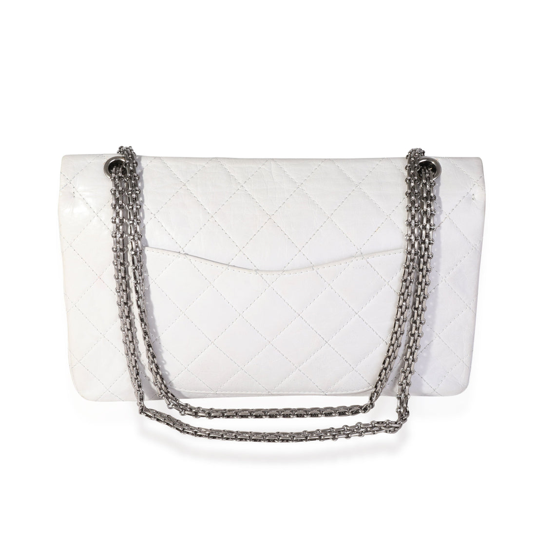CHANEL White Aged Calfskin Quilted 2.55 Reissue 227 Flap