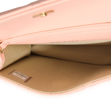 Chanel Light Orange Quilted Lambskin Pearl Crush Clutch