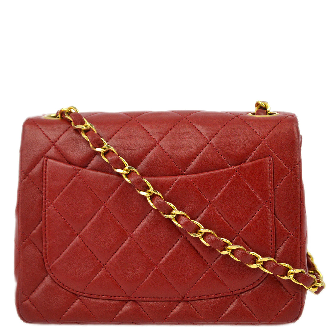 Chanel Red Lambskin Mini Classic Square Flap Shoulder Bag 17