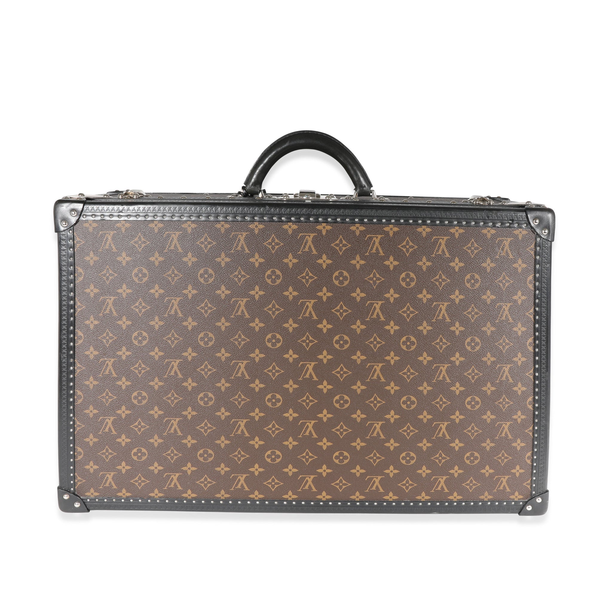 LOUIS VUITTON Monogram Macassar & Black Leather Alzer Trunk 60
