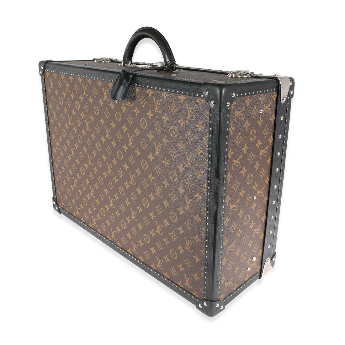 LOUIS VUITTON Monogram Macassar & Black Leather Alzer Trunk 60