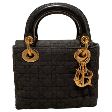 CHRISTIAN DIOR Black Nylon Mini Lady Dior Bag
