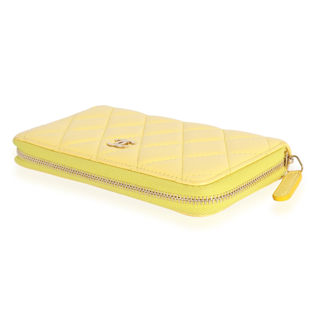 Chanel Yellow Quilted Lambskin Medium Zip-Around Wallet
