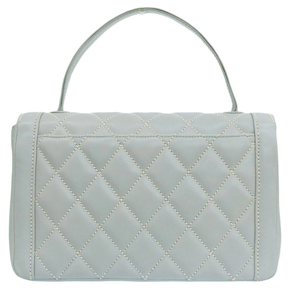 CHANEL Around 2005 Made Wild Stitch Turn-Lock Top Handle Bag Ice Blue