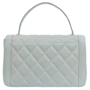 CHANEL Around 2005 Made Wild Stitch Turn-Lock Top Handle Bag Ice Blue