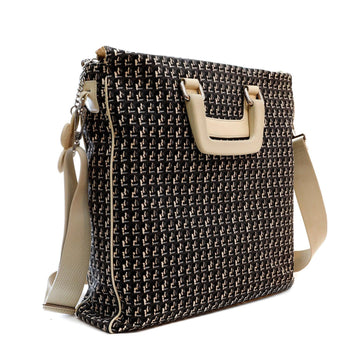 Chanel Black & Beige Canvas Tote w/ Clover Charm