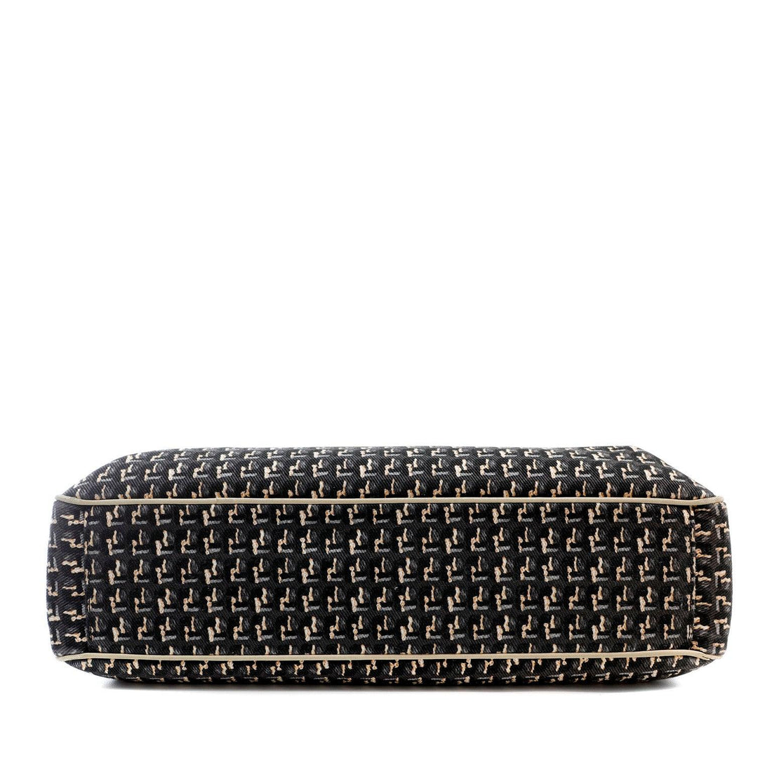 Chanel Black & Beige Canvas Tote w/ Clover Charm