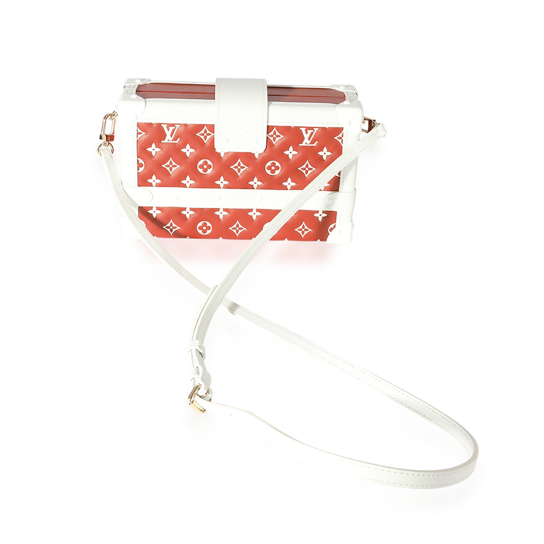 LOUIS VUITTON Terracotta & White Monogram Embossed Lambskin Petite Malle