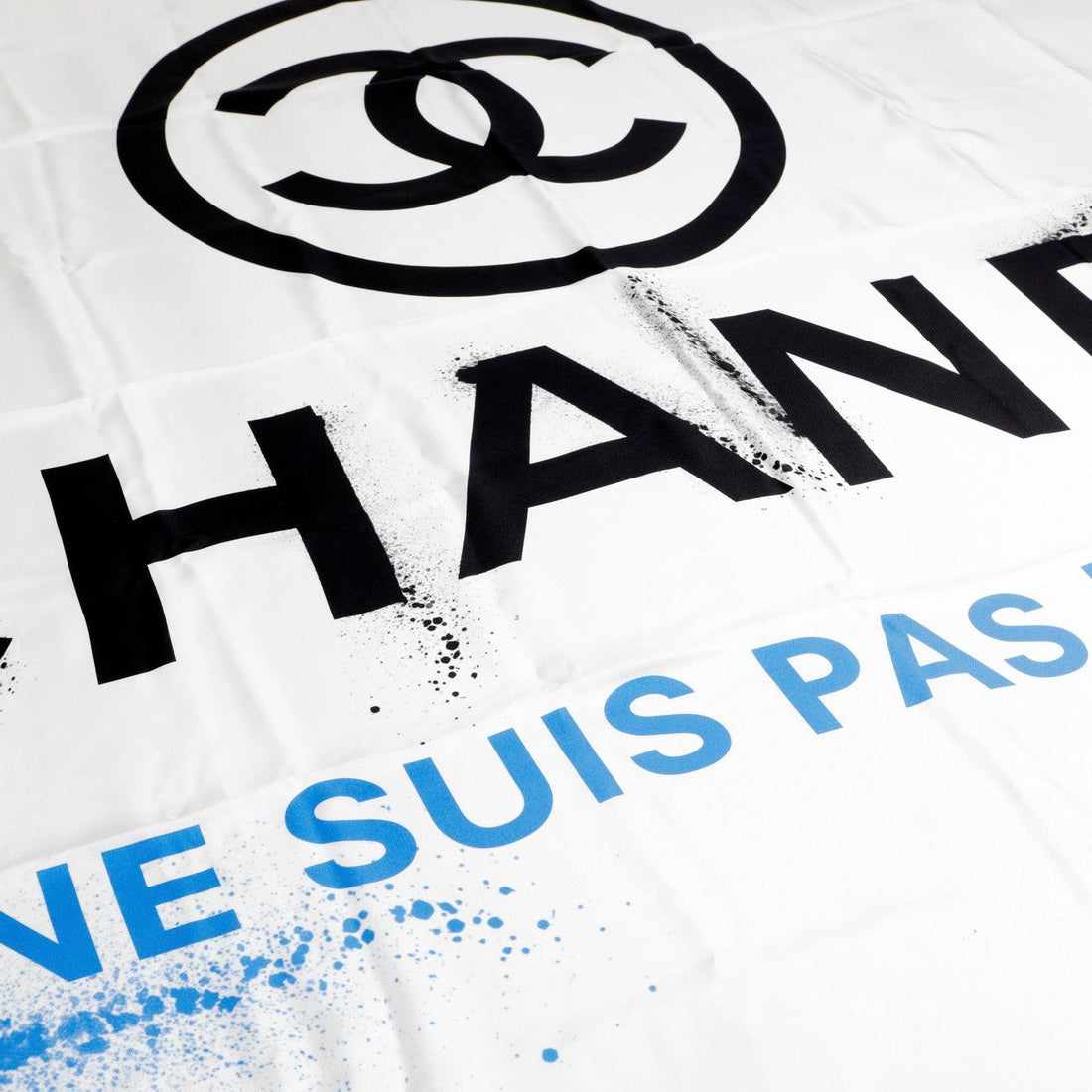 Chanel White/Blue/Black Silk Blend Scarf