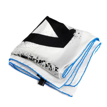 Chanel White/Blue/Black Silk Blend Scarf