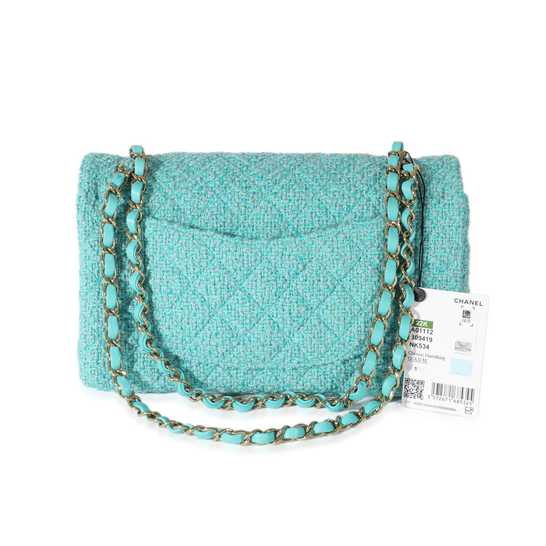 CHANEL 22K Quilted Tweed Classic Medium Double Flap Bag