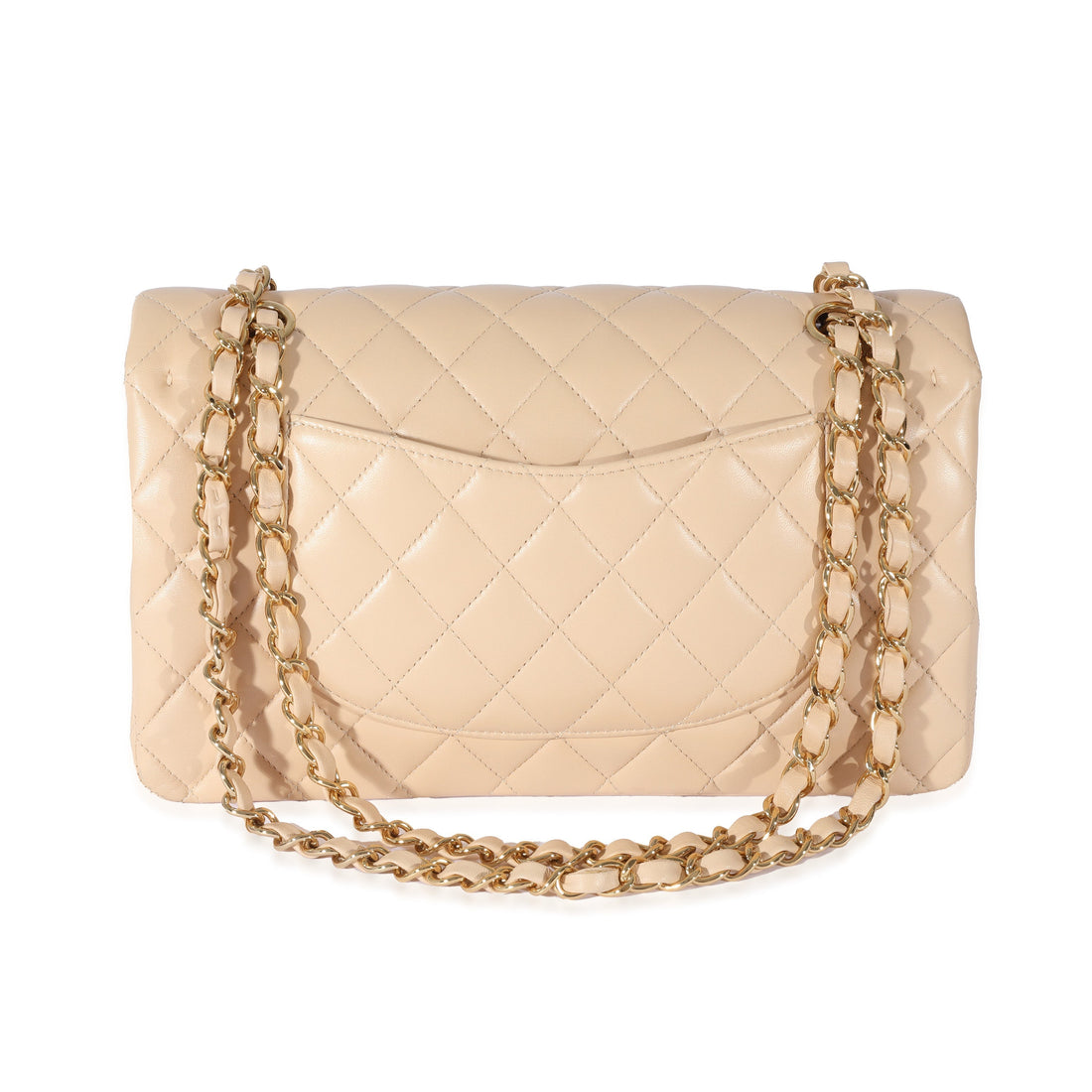 CHANEL Beige Lambskin Medium Classic Double Flap