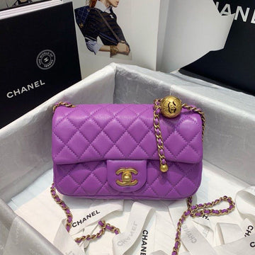 CHLFlap Bag With CHLBall On Strap Purple For WomTLM, WomTLM&#8217;s Handbags, Shoulder And Crossbody Bags 7.8in/20cm AS1787