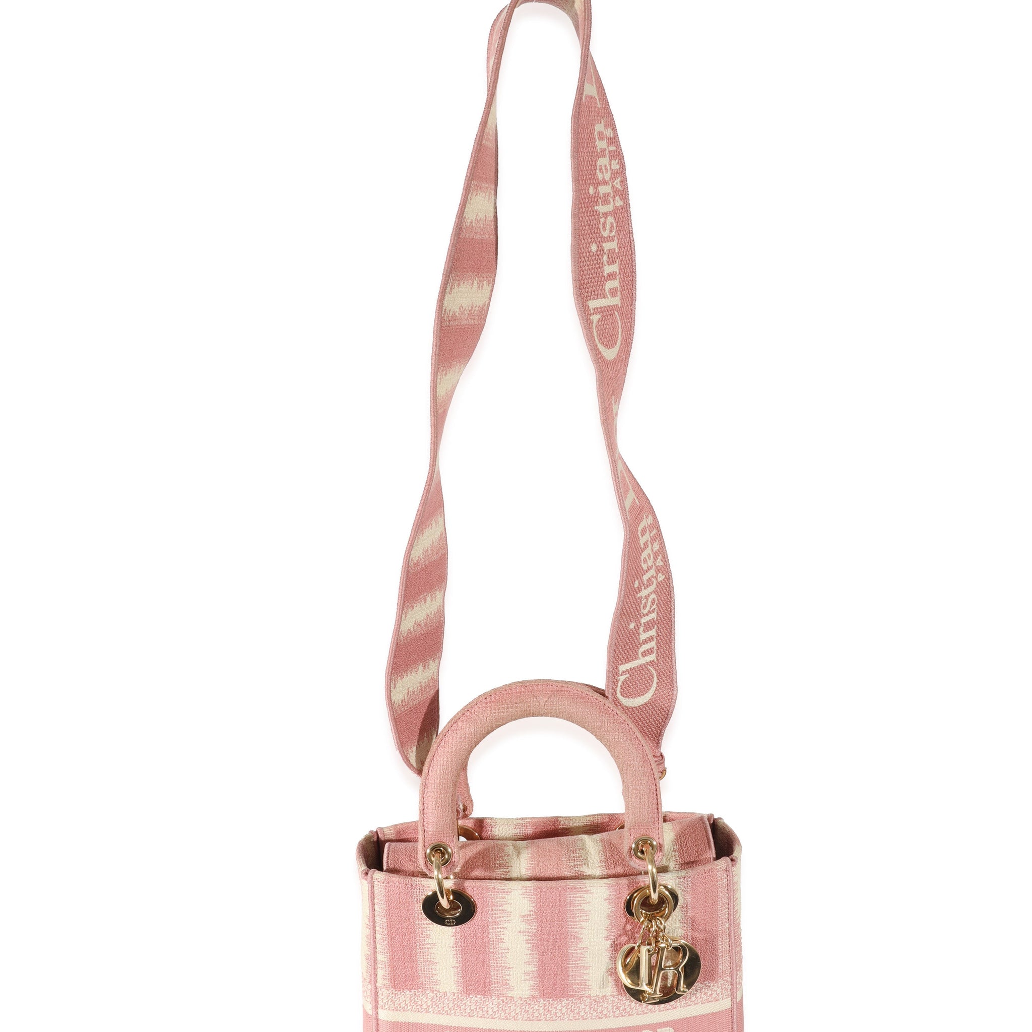 CHRISTIAN DIOR Pink Canvas Medium D-Stripes Lady D-Lite